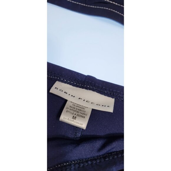 Robin Piccone Bikini Womens Swim Top V-Neck Bottom High Rise Sz Medium Navy Blue - Picture 4 of 8